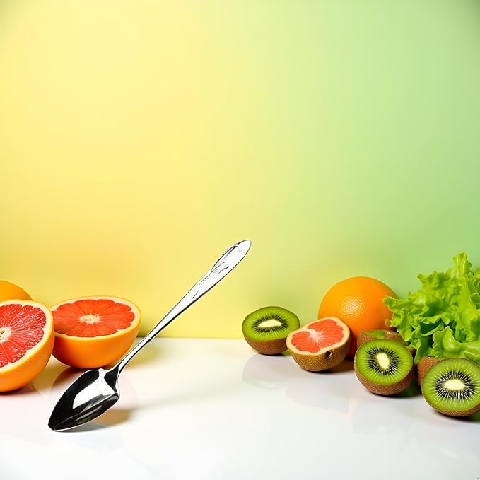 Silver Grapefruit Spoons, Stainless Steel Grapefruit Spoon, Grapefruit Spoon For Cirtrus Fruits, Kiwi, Salad, And Desserts Grapefruit Utensils(ZS412)