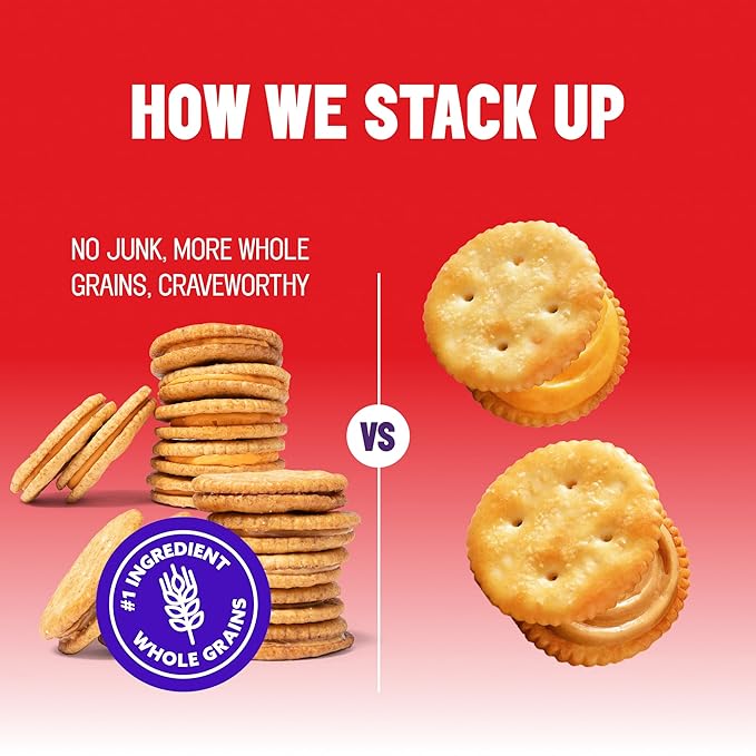 Mavericks Sandwich Crackers Variety Pack - Peanut Butter & Cheddar Snack Crackers, Whole Grain - 2 Boxes (6 Snack Packs of Each)