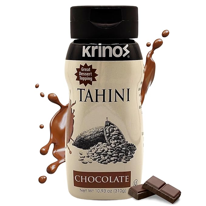 Krinos Chocolate Tahini, Healthy chocolate spread, Gluten-free tahini, Rich in vitamins B and E, Bottle 10.93 oz (310 grams)