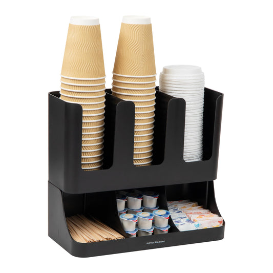 Mind Reader Condiment Station, 13 Inch Countertop Coffee Bar Organizer with 6 Compartments, Storage