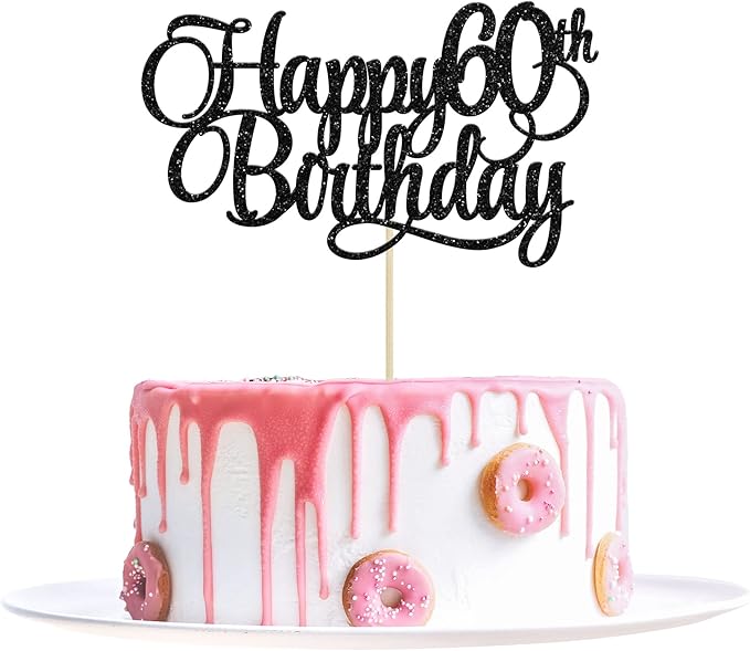 1 Pack Happy 60th Birthday Cake Topper Gold Glitter Number 60 Sixty Years Old Birthday Cake Pick Decoration For 60th Birthday Celebrating Anniversary Party Supplies