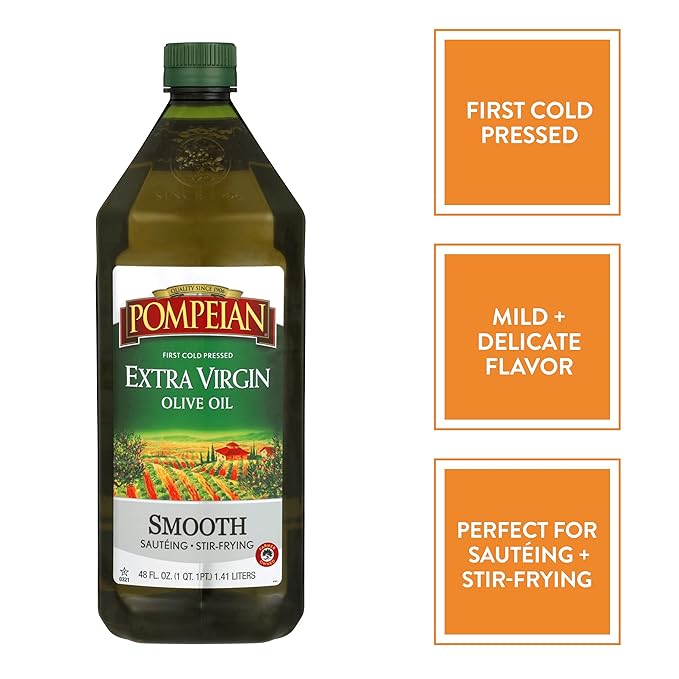 Pompeian Smooth Extra Virgin Olive Oil, Contains Polyphenols, First Cold Pressed, 48 Fl Oz