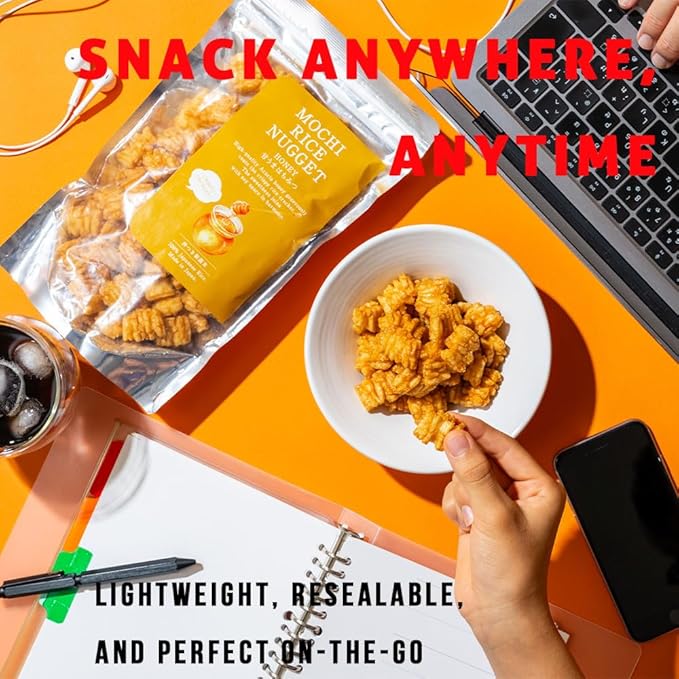 Mochi Rice Nuggets ??Japanese Honey Glazed Crackers, Sweet & Crispy Snack, 140g (4.9oz) NON-GMO Additive-free japanese snacks Crispy rice snacks, Japanese food