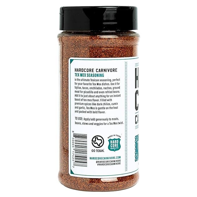 Hardcore Carnivore Tex Mex:Taco, Fajita Grilling Seasoning (10.75 oz Shaker) Texas-Made Spice Blend for Chicken, Beef and More
