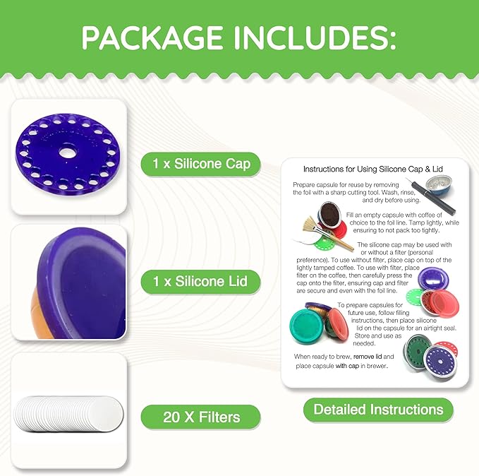 My-Cap Reusable Coffee Capsule Caps & Lid Set - Compatible with Nespresso Vertuo Pods - Reusable, Food Grade & BPA Free Coffee Pod Cap & Lid - Reuse & Reseal your Nespresso Vertuo Capsules