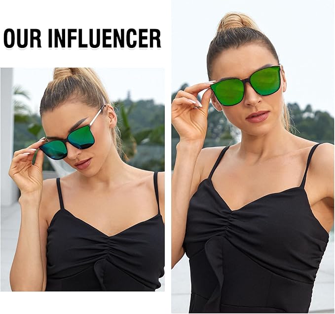 DUCO Oversized Polarized Sunglasses Womens Trendy Mirrored Shades Retro Round Vintage Light Weight UV400 Sun Glasses W016
