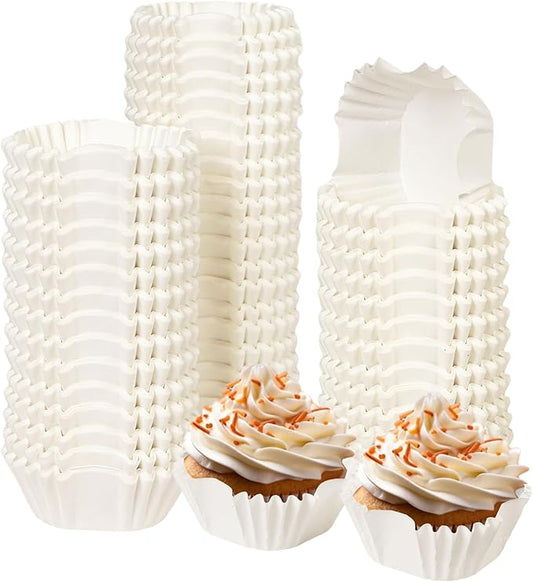 qiqee 500pcs White Square Cupcake Liners Muffin Linner No Smell, Food Grade Baking Cups竊늆tandard Sizeç«?,<div>