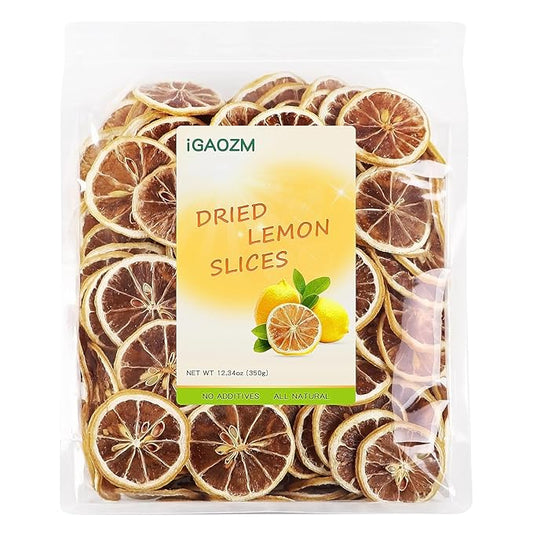 iGAOZM Dried Lemon Slices,12.34oz/350g,No Sugar Added,Natural Dehydrated Lemon Slices for Cocktails Garnish,Tea,Fruit Snacks,Craft Decoration,DIY
