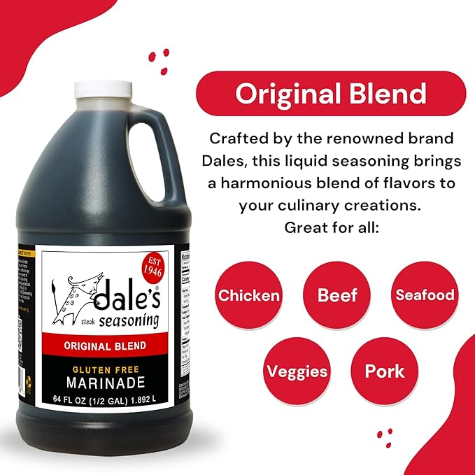 Original Steak, Poultry and Vegetable Seasoning By Dale's, Gluten Free | Delicious on All Meats, Fish, and Vegetables | 64 oz Bottle (3) | No Long Marinating, Savory Blend of Exotic Spice! Family Size