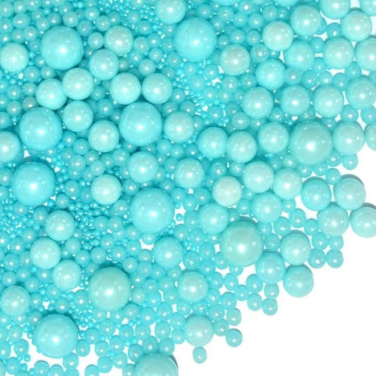 Light Blue Sprinkles Edible Pearls for Cake Decorating Blue Pearl Sprinkles 120G/ 4.23Ounce Cake Sprinkles Cupcake and Cake Topper Cookie Baking Decorations Wedding Halloween Christmas Supplies