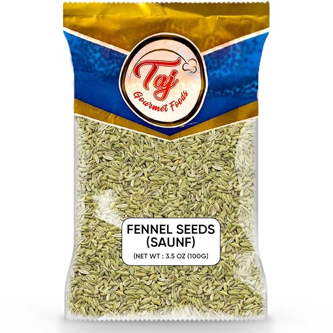 TAJ Fennel Seeds (Saunf), Whole Saunf, 3.5-Ounce (100g)