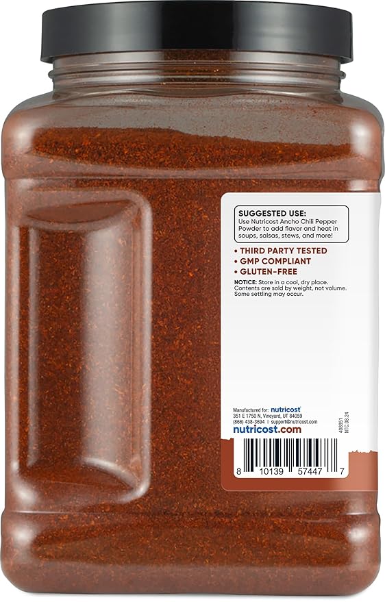 Nutricost Pantry Ancho Chili Pepper (1.5 LB) 1000 heat units - Vegan, Gluten-Free, Powder