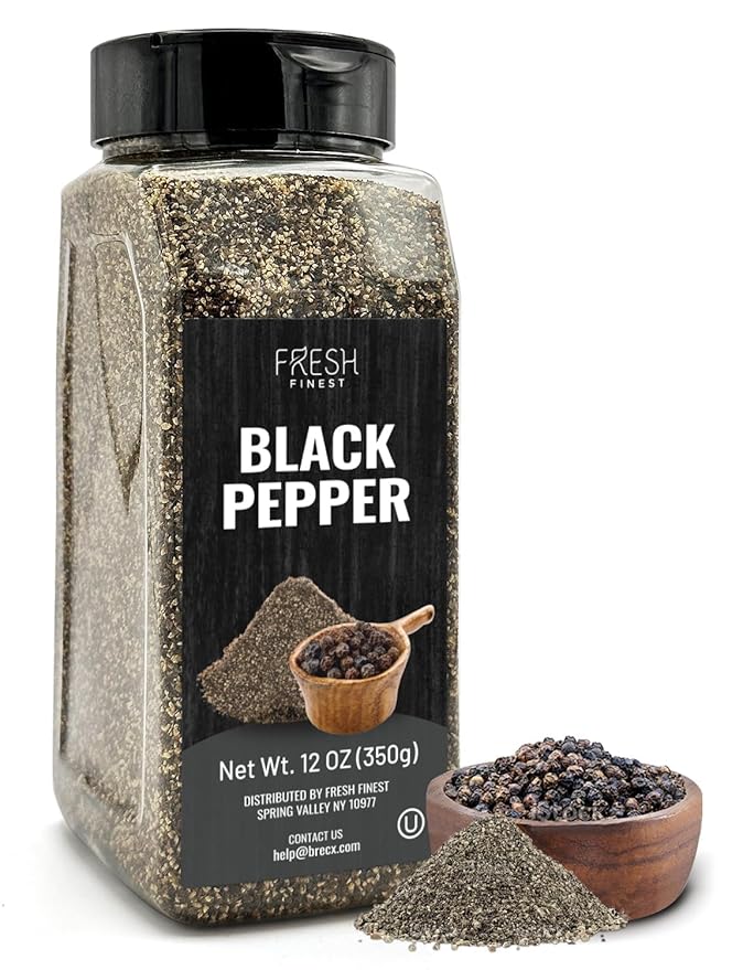 Fresh Finest Course Black Pepper ??12 oz 350G for Home and Commercial Cooking - Course Grind Black Pepper in Practical Container,