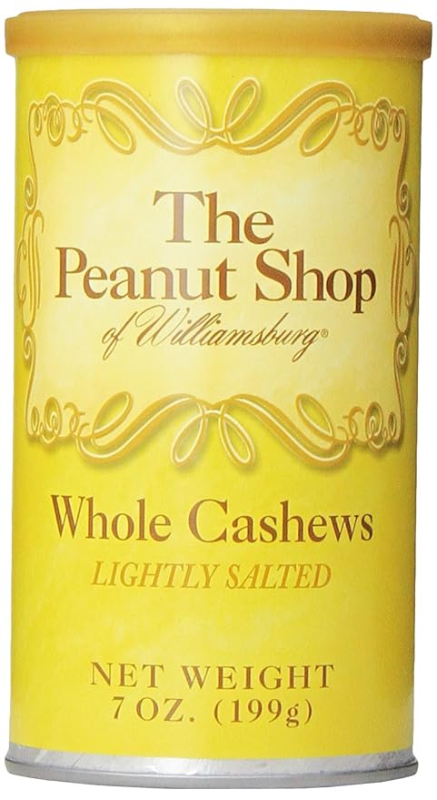 The Peanut Shop of Williamsburg Cashew Tin, Lightly Salted, 7 Ounce