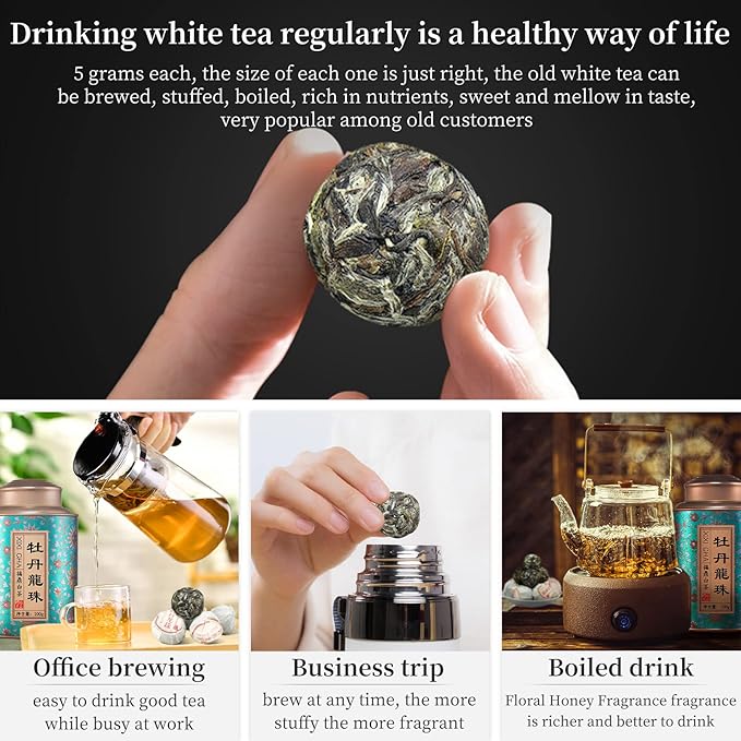 XIXICHA White Tea White Peony Tea 2013 Old White Tea Chinese Tea Fuding Dragon Pearls Tea7oz bai mu dan tea Organic planting-Rich in antioxidants 白茶 白牡丹茶