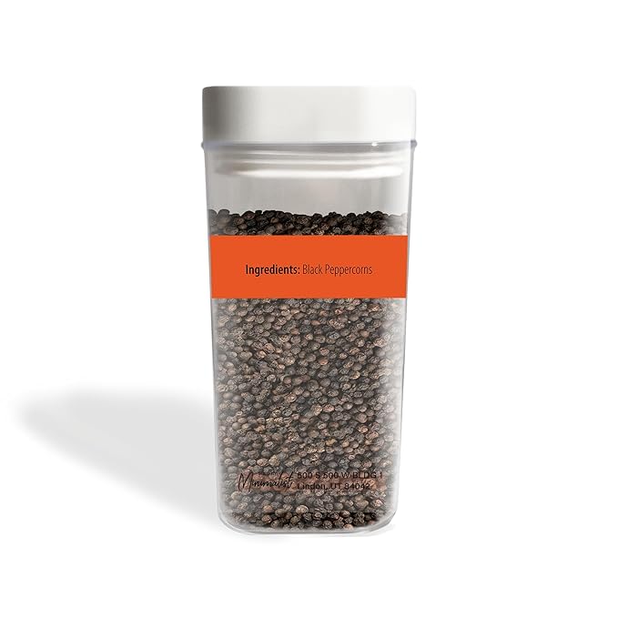 Minimalist Whole Black Peppercorns, 12.8 oz, Pepper Mill & Grinder Refill, Garnish, Reusable Packaging