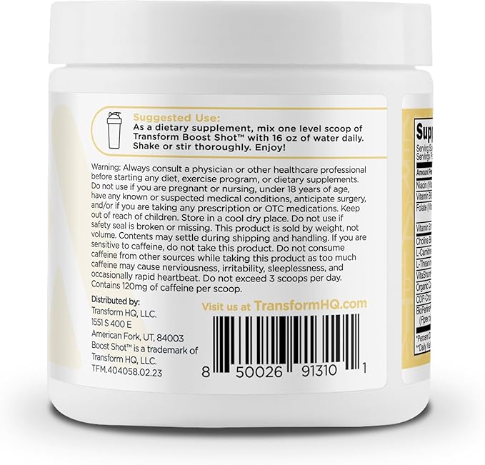 TransformHQ Everyday Boost Shot 28 Servings (Pina Colada) - Non-GMO, Gluten-Free