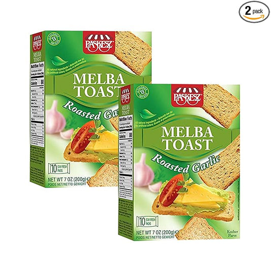 Only Kosher Candy Melba Toast Flatbread Crackers Classic Roasted Garlic Kosher Parve with No Artificial Flavor, Fresh Natural Ingredients, Kosher Certified Delicious Snack Crackers (Pack of 2)