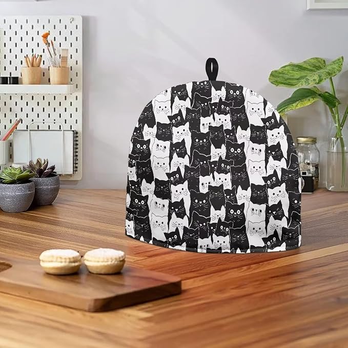 Tea Pot Cozy for Teapots Insulated Cat Print Teapot Cozy Quilt Durable Tea Kettle Protector Universal Tea Pot Tea Kettle Dust Cover with Hanging Ring for Housewife, Friend, Mom