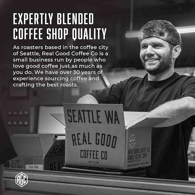 Real Good Coffee Company Real Good Coffee - Whole Bean Coffee - Light Roast 100% Arabica Fresh Roasted in Seattle - 2Lbs