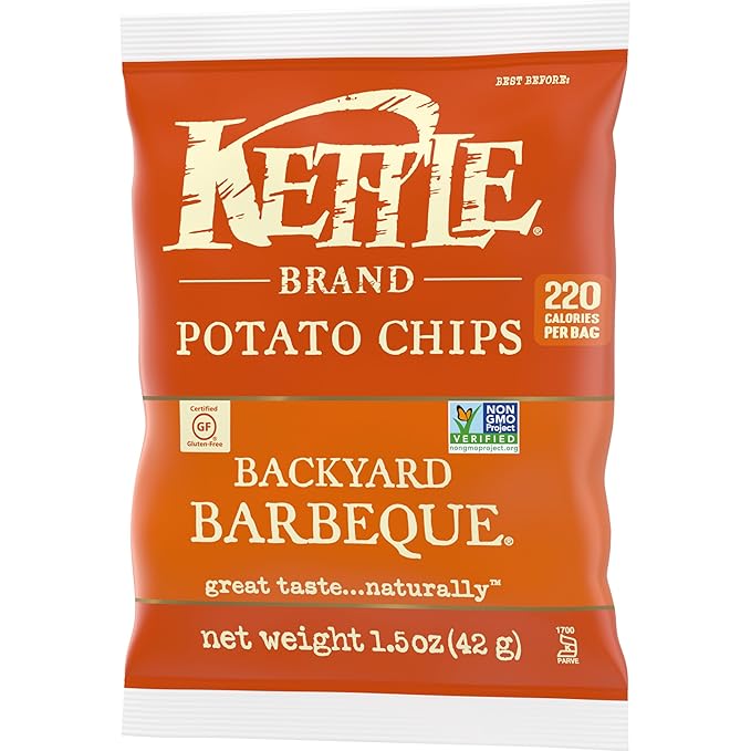 Kettle Brand Potato Chips, Backyard Barbeque Kettle Chips, Snack Bag, 1.5 Oz