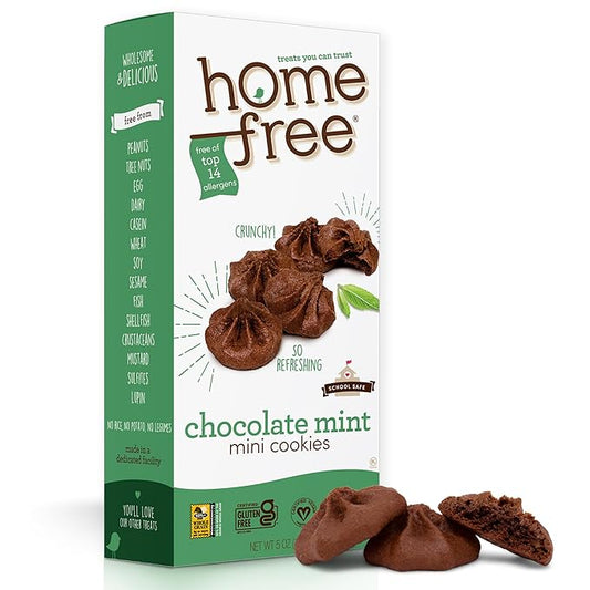 Homefree Chocolate Mint Mini Cookies, Gluten Free, Nut Free, Vegan, School Safe, and Allergy Friendly Snack, 5 oz. Box (Pack of 1)