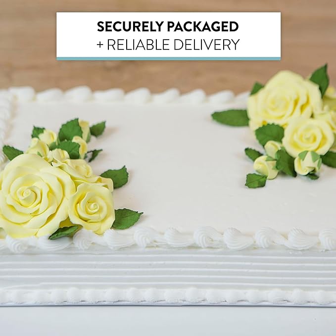 Global Sugar Art Exquisite Rose & Leaf Tray Sugar Cake Flowers, Yellow Unwired, 5 Count by Chef Alan Tetreault