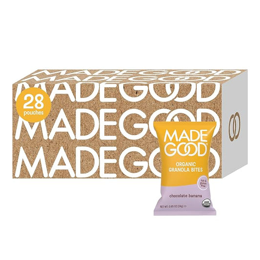 MadeGood Chocolate Banana Granola Bites, 28 Count, Organic and Delicious Snacks