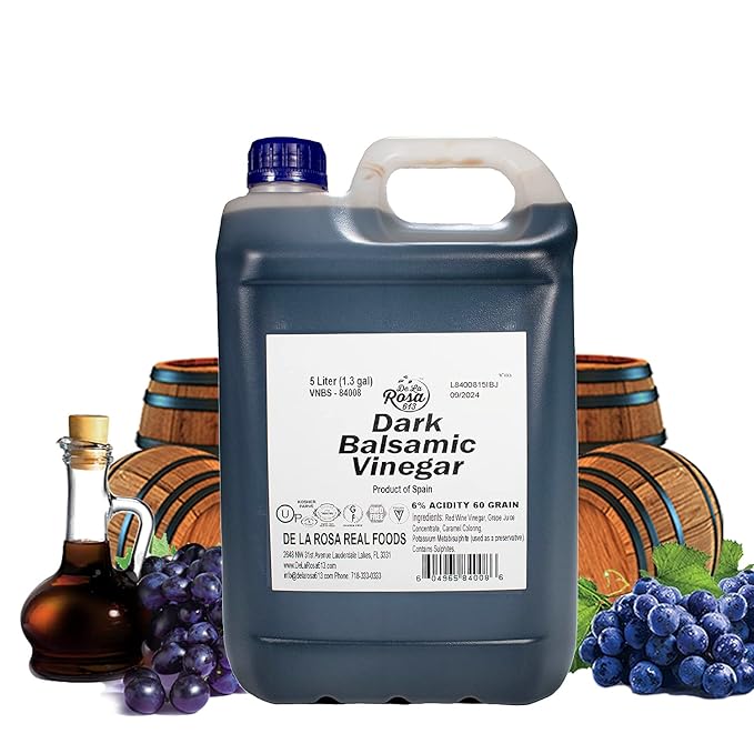 De La Rosa Dark Balsamic Vinegar, Vegan, Kosher & Gluten Free, Great for Salad Dressings, Marinades & More, Spanish Balsamic Vinegar 5 Liter (Pack of 1)