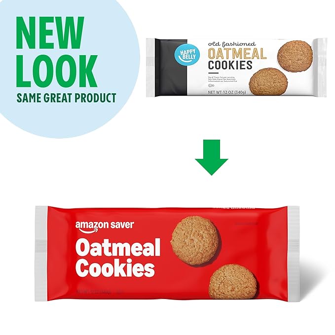Amazon Saver, Crispy Oatmeal Cookies, 12 ounce (Previously Happy Belly, Packaging May Vary) (Pack of 2)
