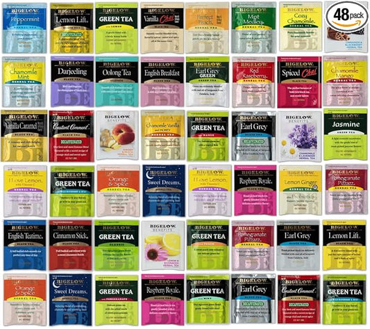 Tea Bags Sampler Assortment Variety Pack - Green, Black, Herbal, English, Chai Tea Breakfast & More (48 Count) (Bag) (Bag)