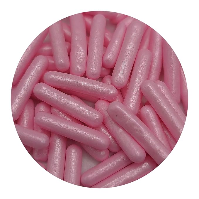 NCS Pearlized Pink Large Shaped Rod Decorative Cake or Cupcake Edible Topper, 8 ounces