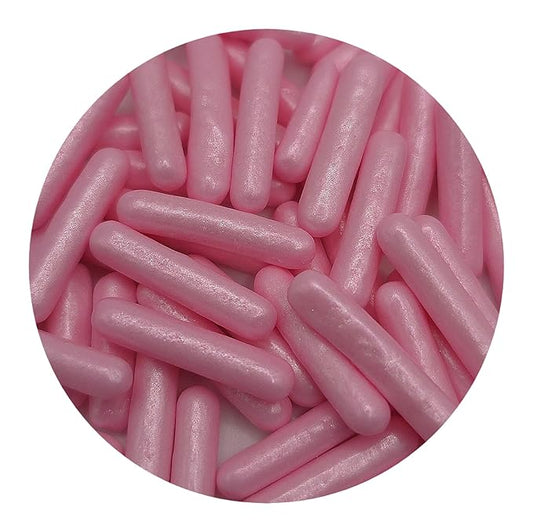 NCS Pearlized Pink Large Shaped Rod Decorative Cake or Cupcake Edible Topper, 8 ounces