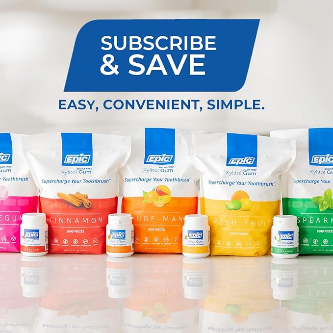 Epic 100% Xylitol Wintergreen Chewing Gum - Sugar Free, Aspartame Free Dental Gum - Supports Oral Health & Fresh Breath - 500 Pieces