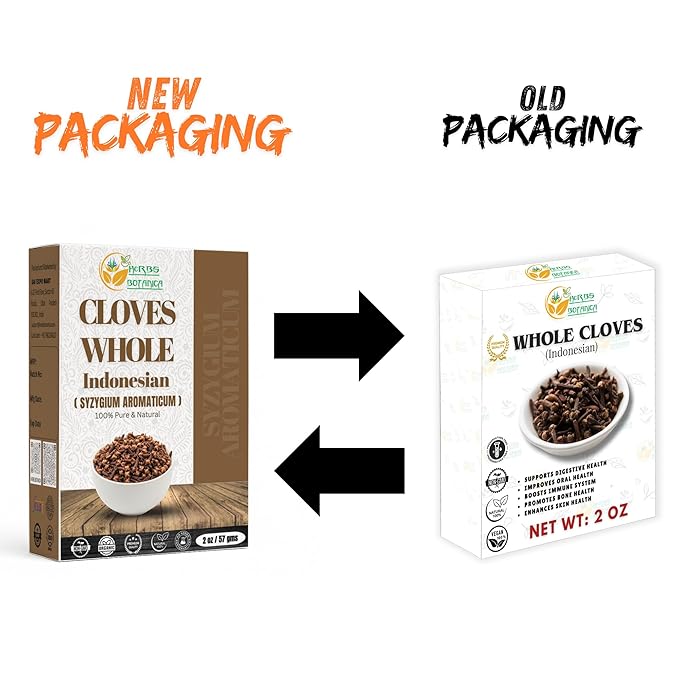 Herbs Botanica Cloves Whole Bulk Indonesian Premium Quality, Non-GMO, Gluten-Free Perfect for Cooking, Baking & Herbal Teas Aromatic & Fresh Spice in 2 oz Resealable Pack