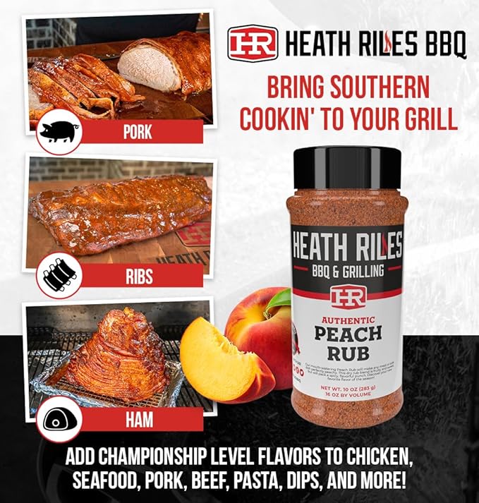 Heath Riles BBQ Rub - Peach Seasoning Rub, Champion Pitmaster Recipe, Legendary Rubs For Smoking & Grilling, 70+ BBQ Championships, 2 lb./32 oz.