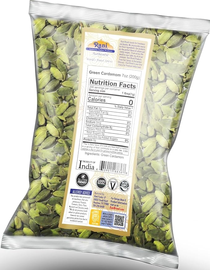 Rani Green Cardamom Pods Spice (Hari Elachi) 7oz (200g) ~ All Natural | Vegan | Gluten Friendly | NON-GMO | Product of India