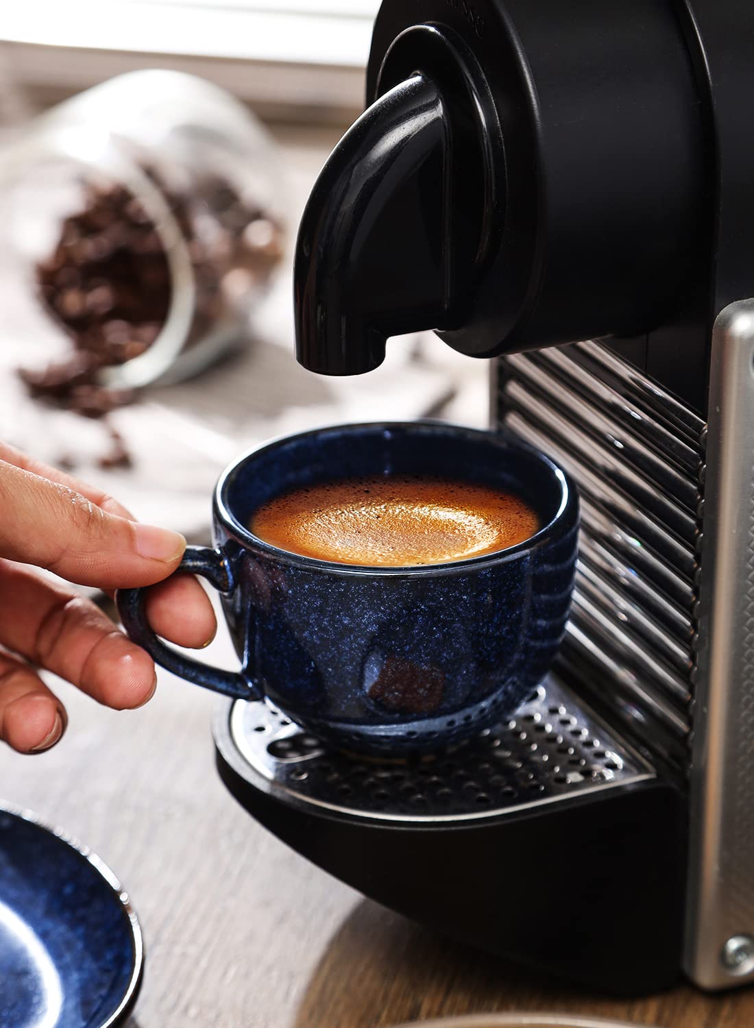 vicrays Ceramic Espresso Coffee Cups Set 4 oz Porcelain Espresso Cups with Saucers Spoons and Metal