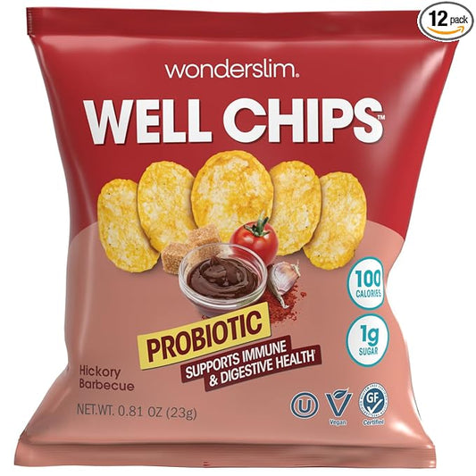 WonderSlim Potato Well Chips, Hickory Barbecue, With Probiotics & Immune Support, Vegan, Gluten Free (12ct)