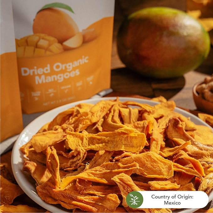 Earthside Farms Dried Organic Mangoes 2.8oz, 6 Pack – No Sugar Added, Gluten-Free, Vegan Snack – Naturally Sweet Dried Fruit – Perfect Healthy On-the-Go Snack for Work, School, Travel