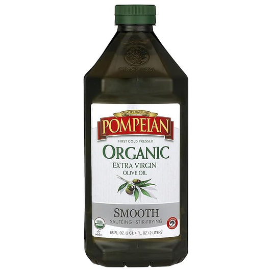 Pompeian USDA Organic Smooth Extra Virgin Olive Oil, Contains Polyphenols, First Cold Pressed, 68