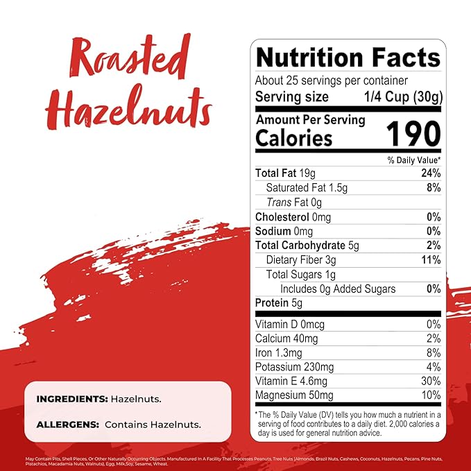 Nature?셲 Garden Roasted Hazelnuts-Whole Roasted Hazelnuts, Bulk, Raw Hazelnuts, High Fiber, Kosher Certified, Cholesterol Free, Hazelnuts For Baking, Hazelnuts For Snacking ??Bulk 737g Bag (Pack of 2)