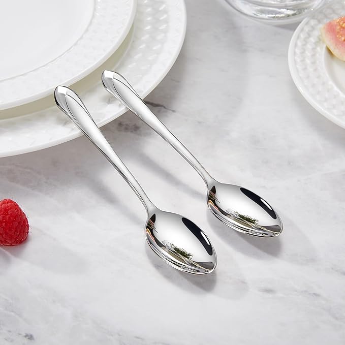 KEAWELL Premium Astra 4-Piece 6.4 inch Spoon Set ??Mirror-Finished 18/10 Stainless Steel with Diamond-Faceted Handles Dishwasher Safe for Modern Dining (4, Teaspoons)