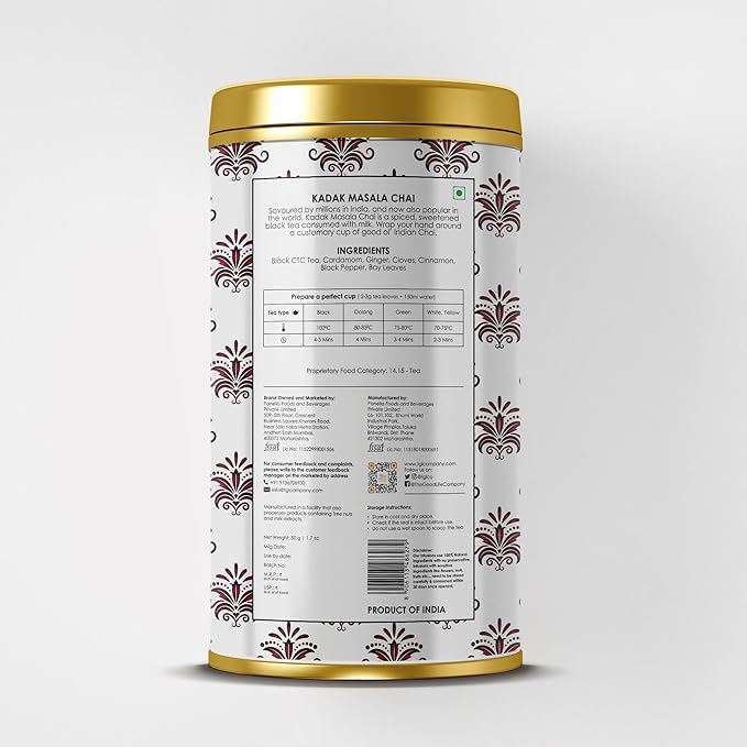 TGL Co. Chai ??Spiced Black Tea Bags | Bold Indian Chai with Real Spices | Strong & Aromatic | Gift-Ready Box (Kadak Masal Tin)