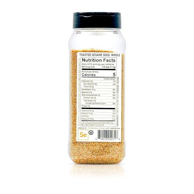 Spiceology – Toasted Sesame Seeds – Nutty, Crunchy Garnish for Asian, Middle Eastern & Global Dishes – Use in Stir-Frys, Baked Goods & Seasoning Blends – 16 oz Container