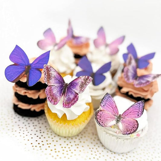 Sugar Robot Edible Butterflies for Cake Decorating- Large Size Butterfly Decorations - Cake Toppers and Cupcake Toppers - Made in the USA - Premium Crafted (Purple)