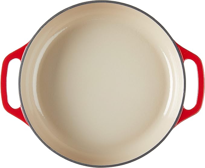 Lodge 3.6 Quart Enameled Cast Iron Oval Casserole With Lid??Dual Handles ??Oven Safe up to 500ì§?F or on Stovetop - Use to Marinate, Cook, Bake, Refrigerate and Serve ??Island Spice Red