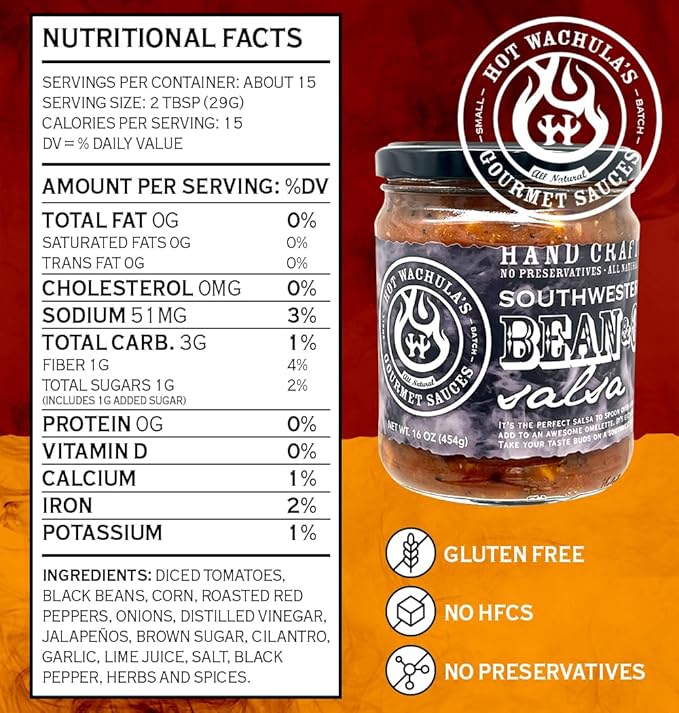 Hot Wachula?셲 Southwest Black Bean & Corn Salsa | Medium | Hand Crafted Small Batch Salsa | Made with Fresh All Natural Ingredients | Gluten Free | Low Sodium