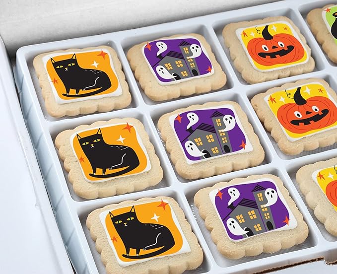 Halloween Cookies 12 Pack Decorated | INDIVIDUALLY WRAPPED Sugar Cookies | Gift Basket Pumpkin Ghosts Scary | Peanut & Nut Free