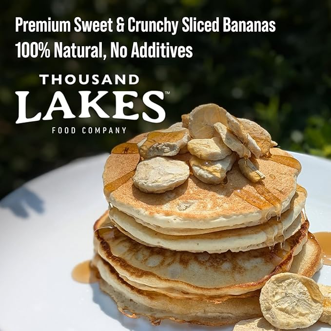 Thousand Lakes Freeze Dried Fruit - Sliced Bananas 4-pack 3.2 ounces (12.8 ounces total) | No Sugar Added | No Oils or Fat